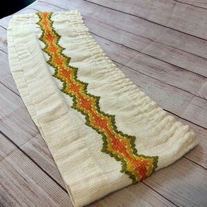 VTG /Retro Novelty MCM Valance  Embroidered Design 60"L Green Orange Yellow Crea